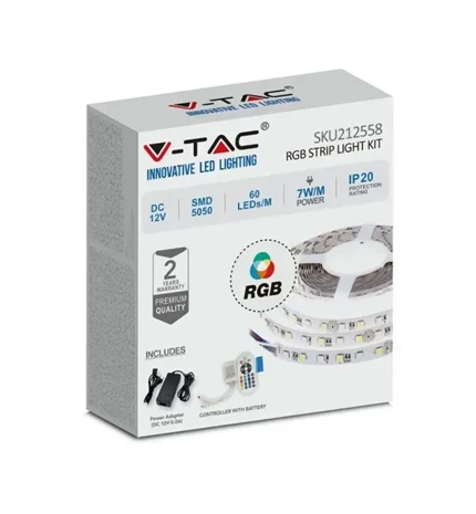 TRAKA LED SET KONTROLER, DALJINSKI UPRAVLJAČ I PRETVARAČ 7W/m RGB 60LED/m 5m IP2