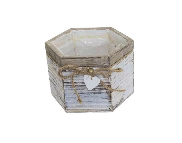 CVJETNJAK DRVENA KUTIJA ŠESTEROKUTNA 140-W-603/M 17x12 cm