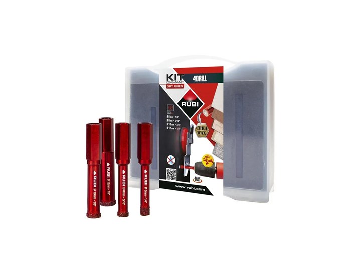 BUŠAČ RUPA ZA KERAMIKU SET MINI fi 6,8,10,12 mm ZA BUŠILICU DRYGRES 4DRILL RUBI