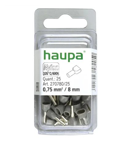 TULJAK IZOLIRANI DUPLI 0,75/8 SIVI pak.25/1