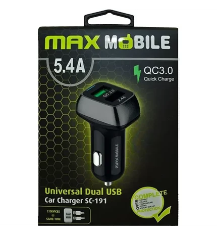 AUTO ADAPTER USB DUP SC-191 QC 3.0 QUICK CHARGE 5.4A crno-sivi