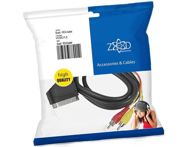 KABEL SCART-CINCH S PREKIDAČEM l=1,5 met