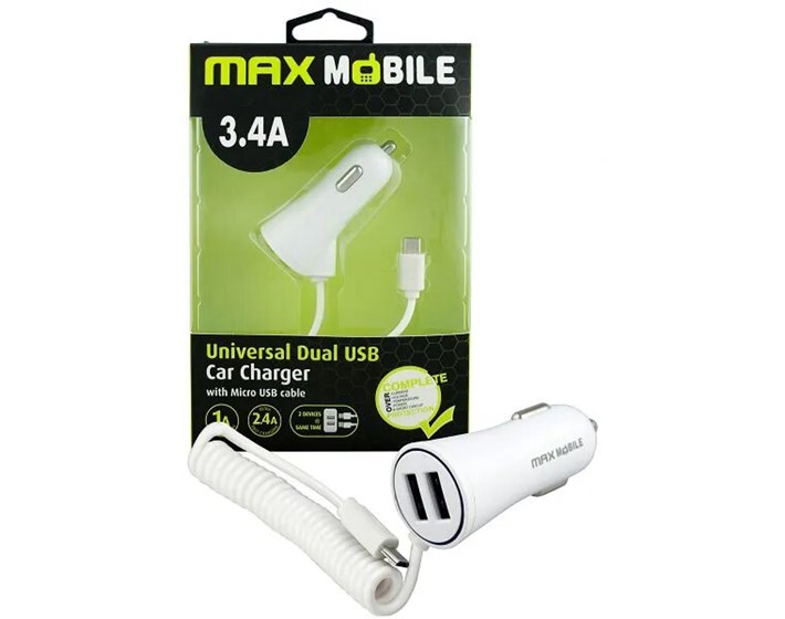 PUNJAČ MOBITELA ZA AUTO USB DUO CC-D016 3.4A + MICRO USB BIJELI