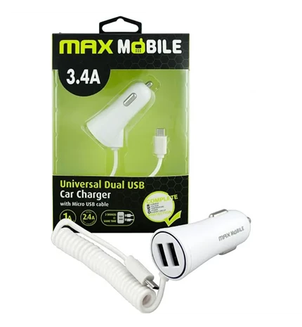 PUNJAČ MOBITELA ZA AUTO USB DUO CC-D016 3.4A + MICRO USB BIJELI
