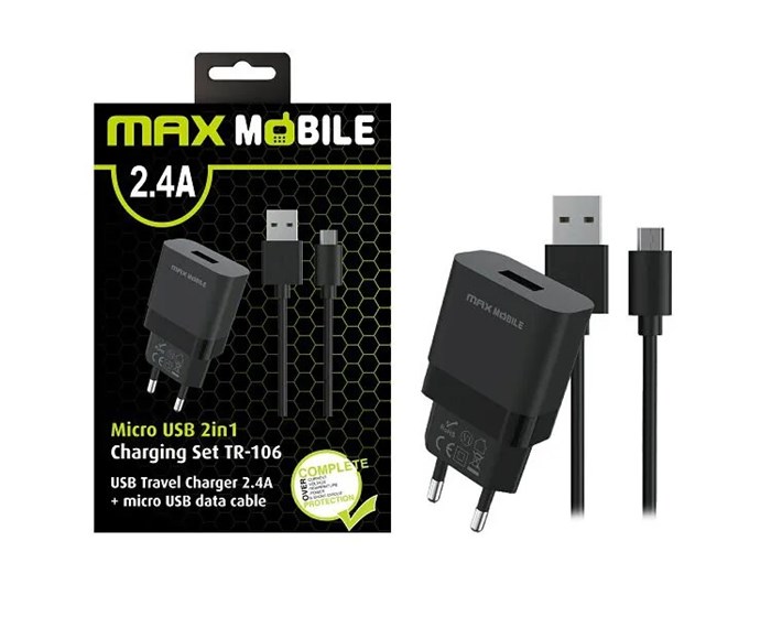 PUNJAČ MOBITELA KUĆNI SET 2u1 USB + MICRO DATA KABEL 2.1A
